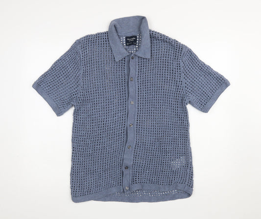 Abercrombie & Fitch Men’s Blue Open-Knit Short Sleeve Cardigan L