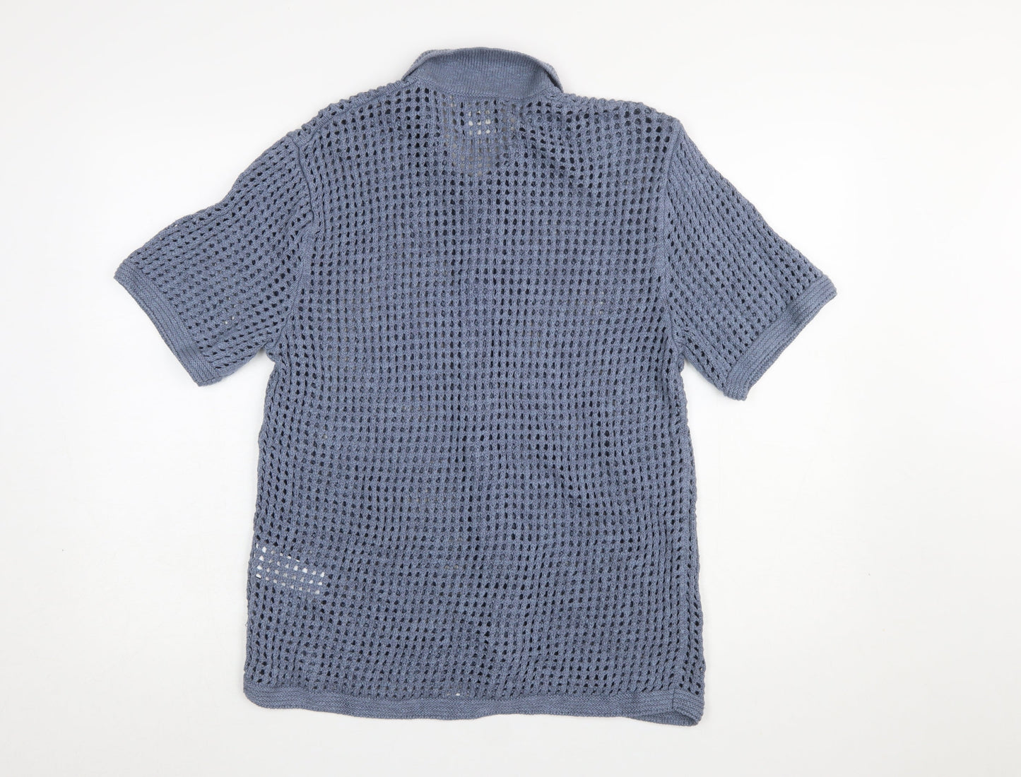 Abercrombie & Fitch Men’s Blue Open-Knit Short Sleeve Cardigan L
