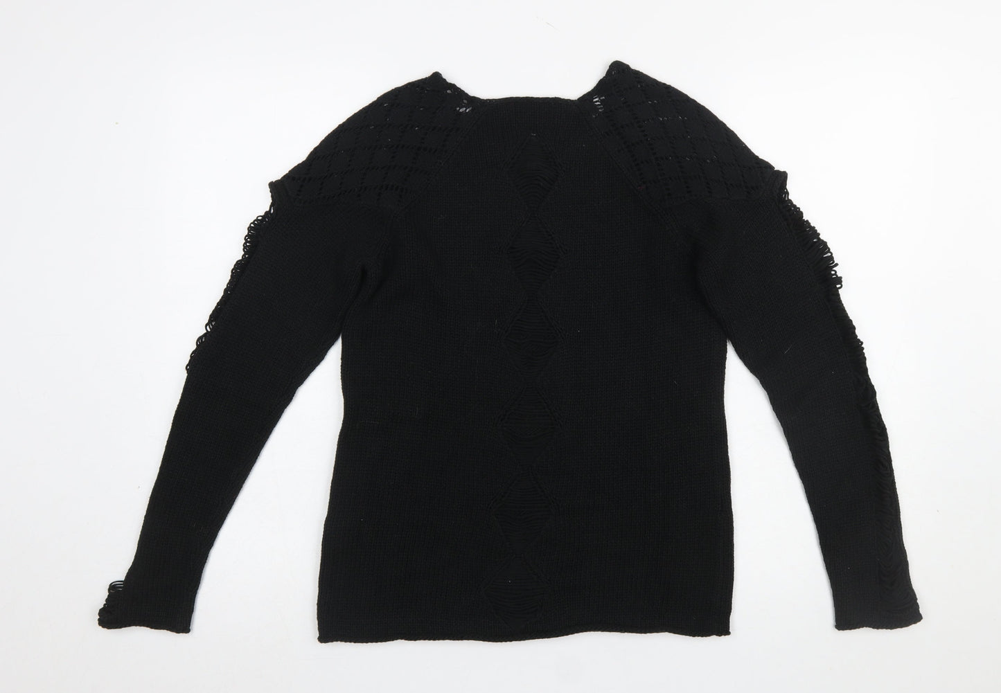 Tigerlily Women’s Black Knit Cold Shoulder Crew Neck Pullover Jumper Size 10