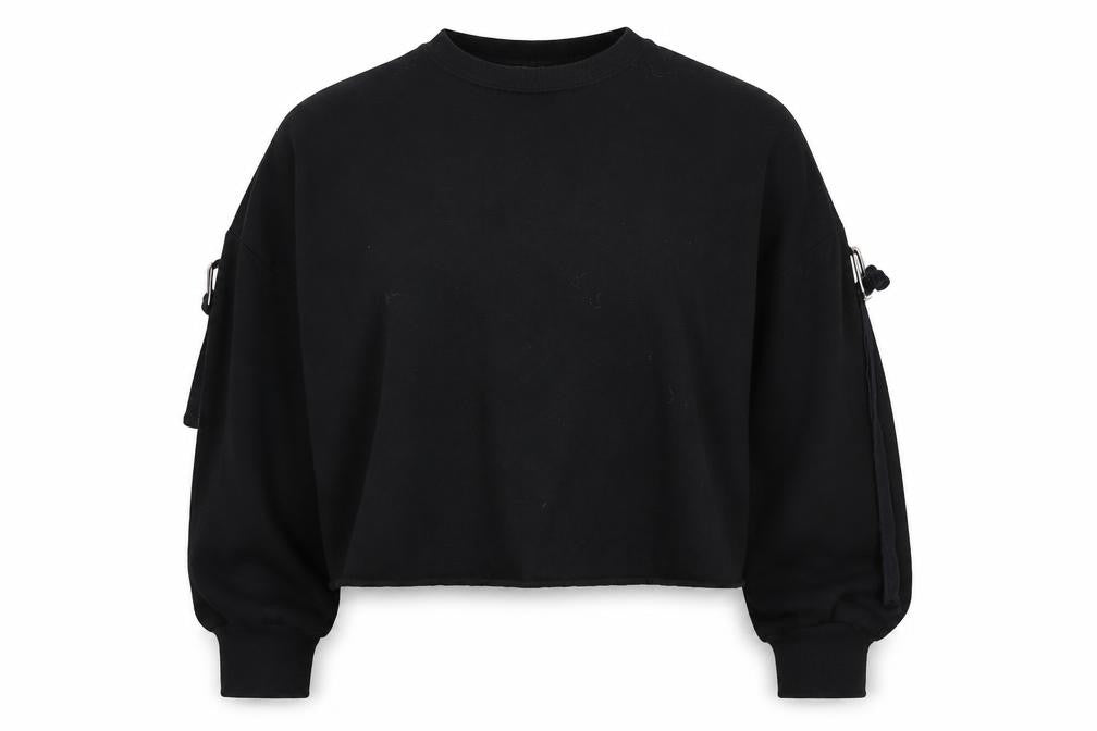 ZARA Trafaluc Women Black Long Sleeve Buckle Pullover Sweatshirt S