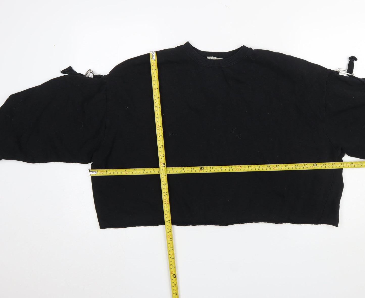 ZARA Trafaluc Women Black Long Sleeve Buckle Pullover Sweatshirt S