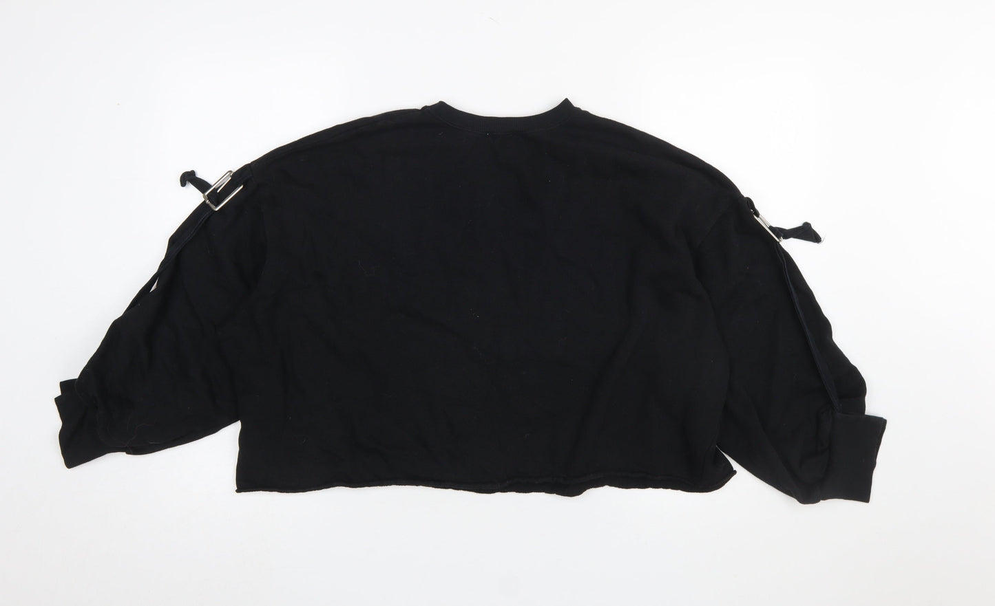 ZARA Trafaluc Women Black Long Sleeve Buckle Pullover Sweatshirt S