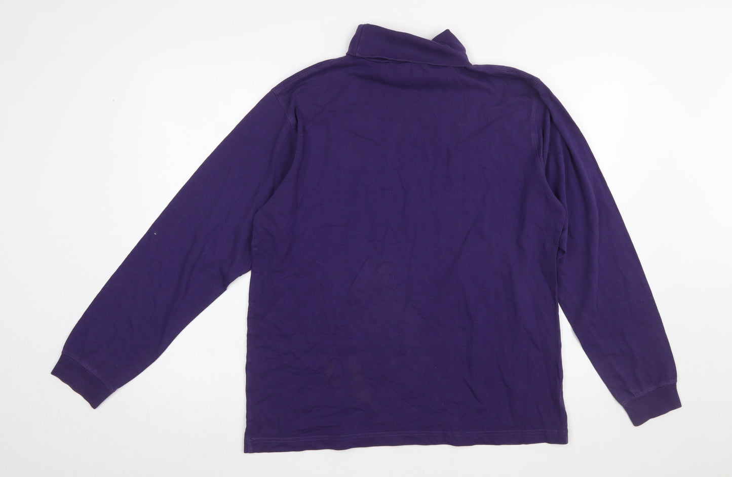 Cotton Traders Men’s Purple Roll Neck Long Sleeve T-Shirt M Regular Fit