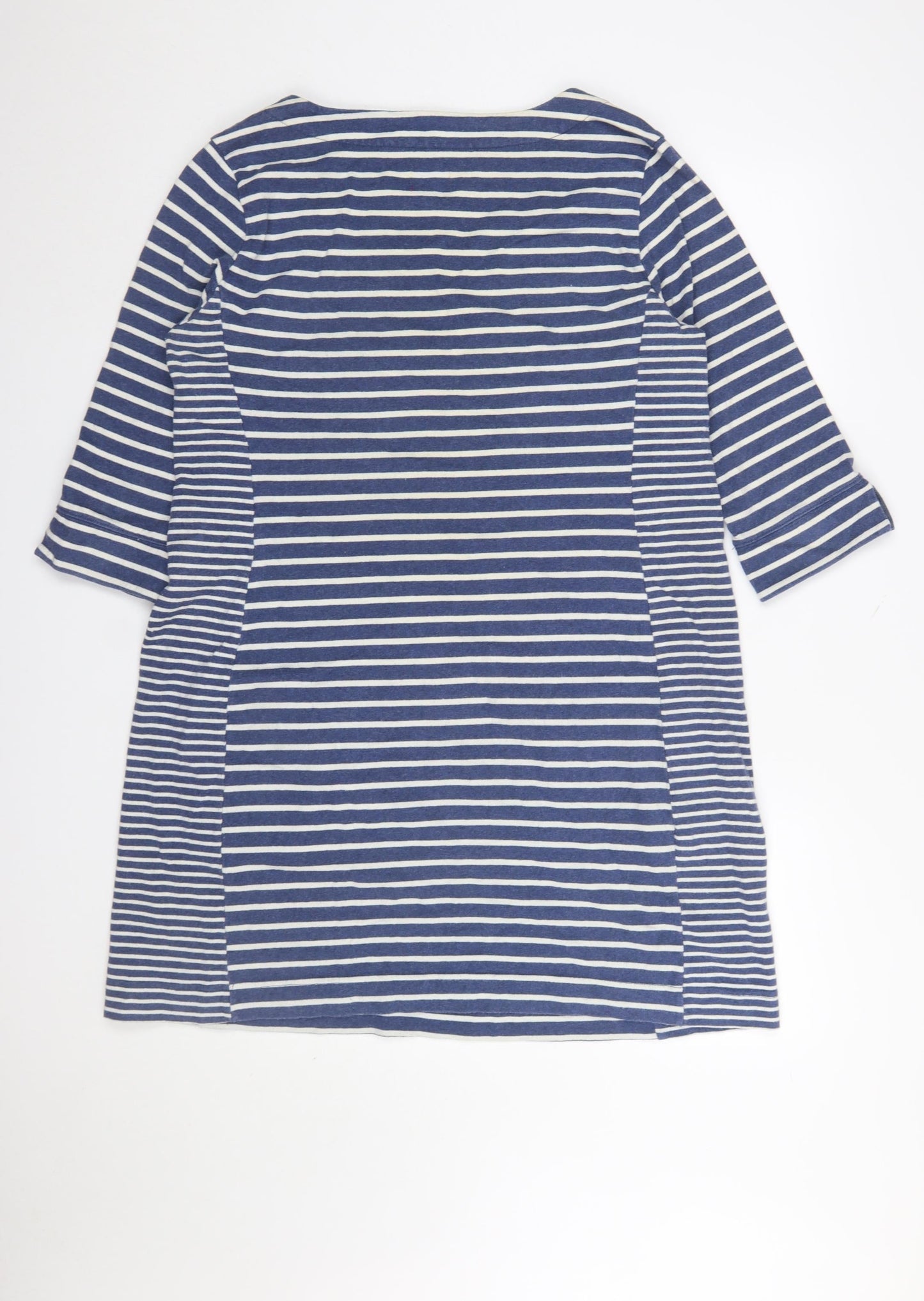 Joules Women Blue Stripe Cotton Shift Dress Size 18 3/4 Sleeve