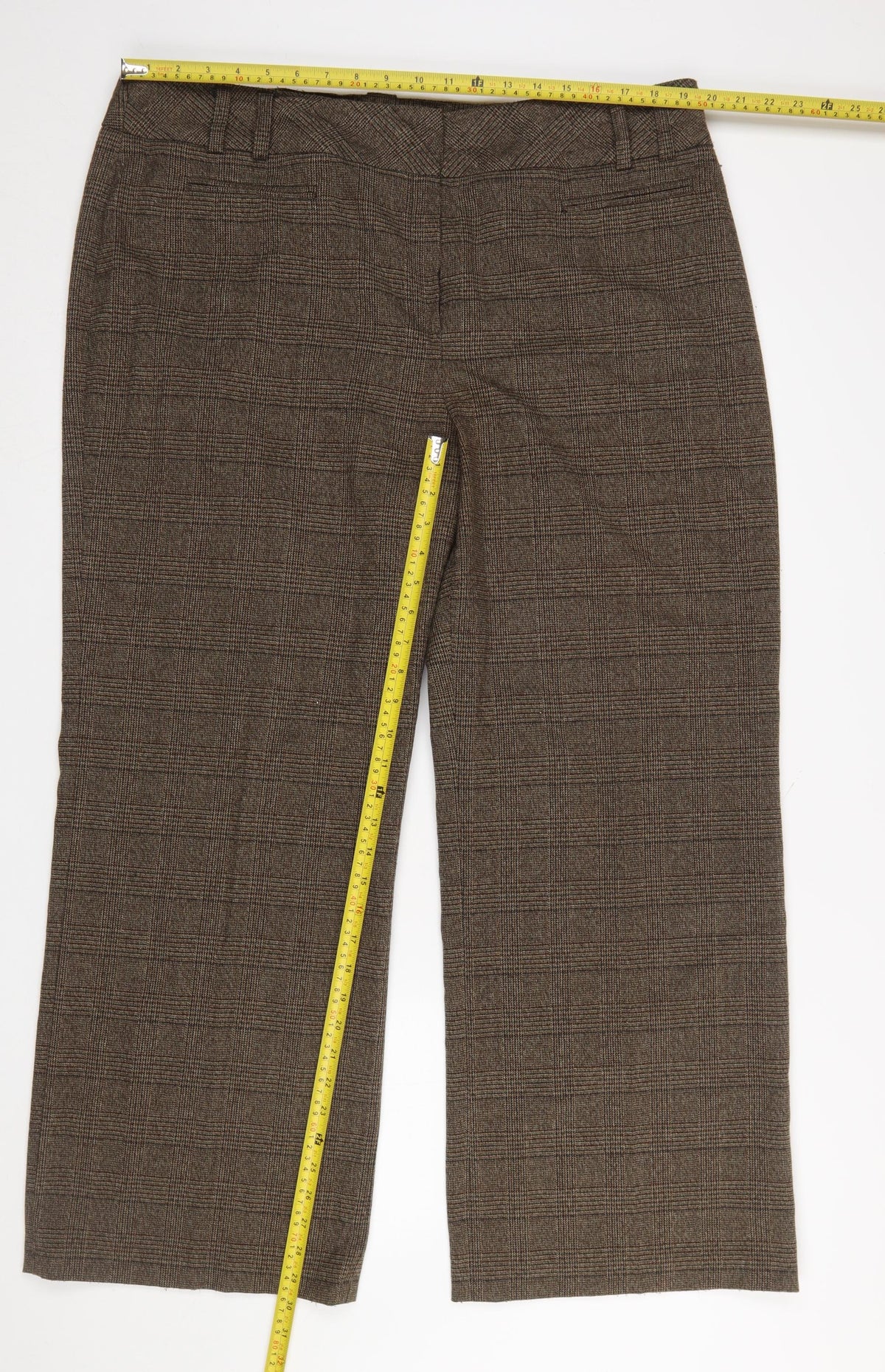 TU Women Brown Check Dress Pants Size 20 Plus Straight Leg Trousers