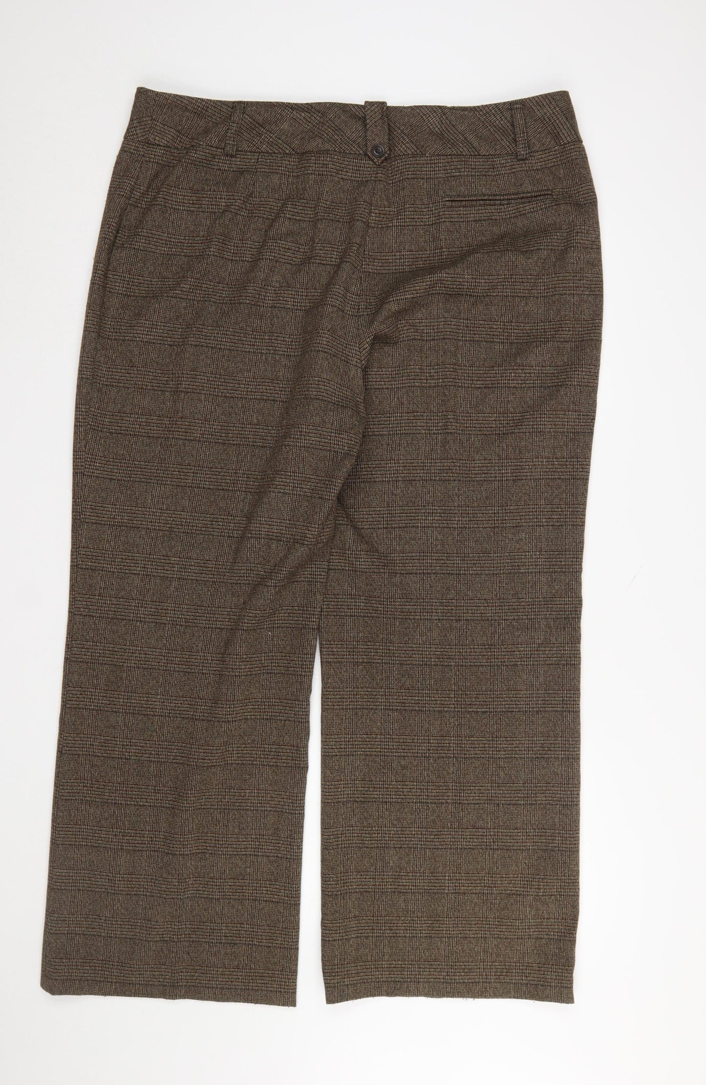TU Women Brown Check Dress Pants Size 20 Plus Straight Leg Trousers