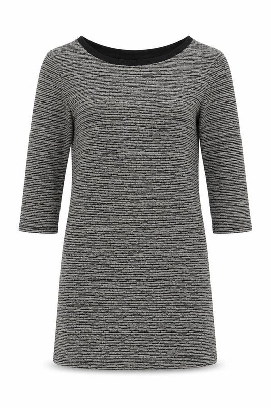 Topshop Tall Women's Grey Striped Tunic Top UK 8 3/4 Sleeve