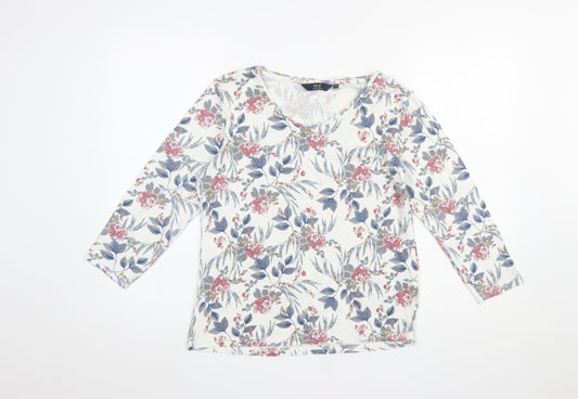 Isle Essentials Women's Multicoloured Floral Cotton 3/4 Sleeve T-Shirt Size 14-16