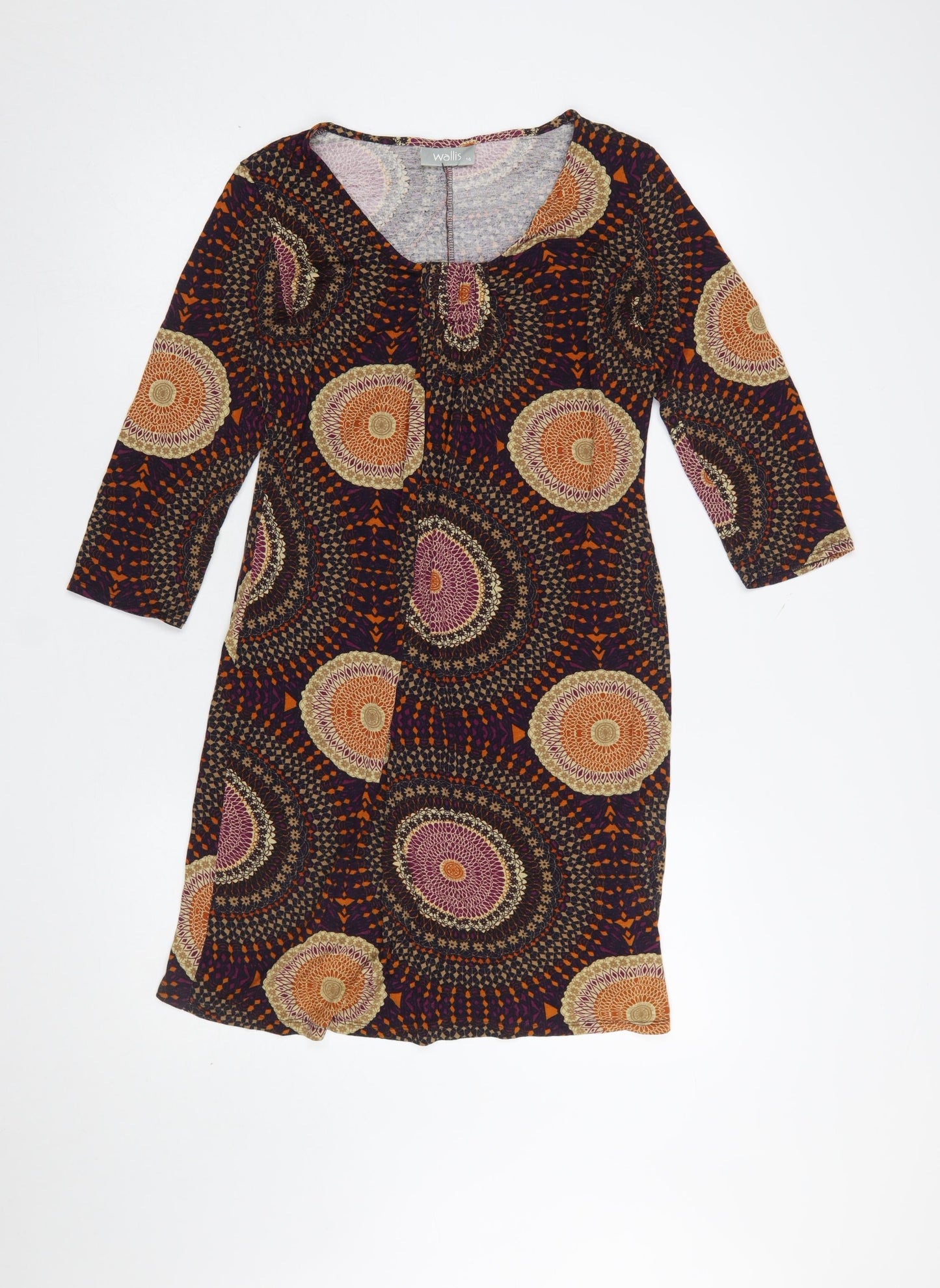 Wallis Women's Multicoloured Geometric Shift Dress Size 14