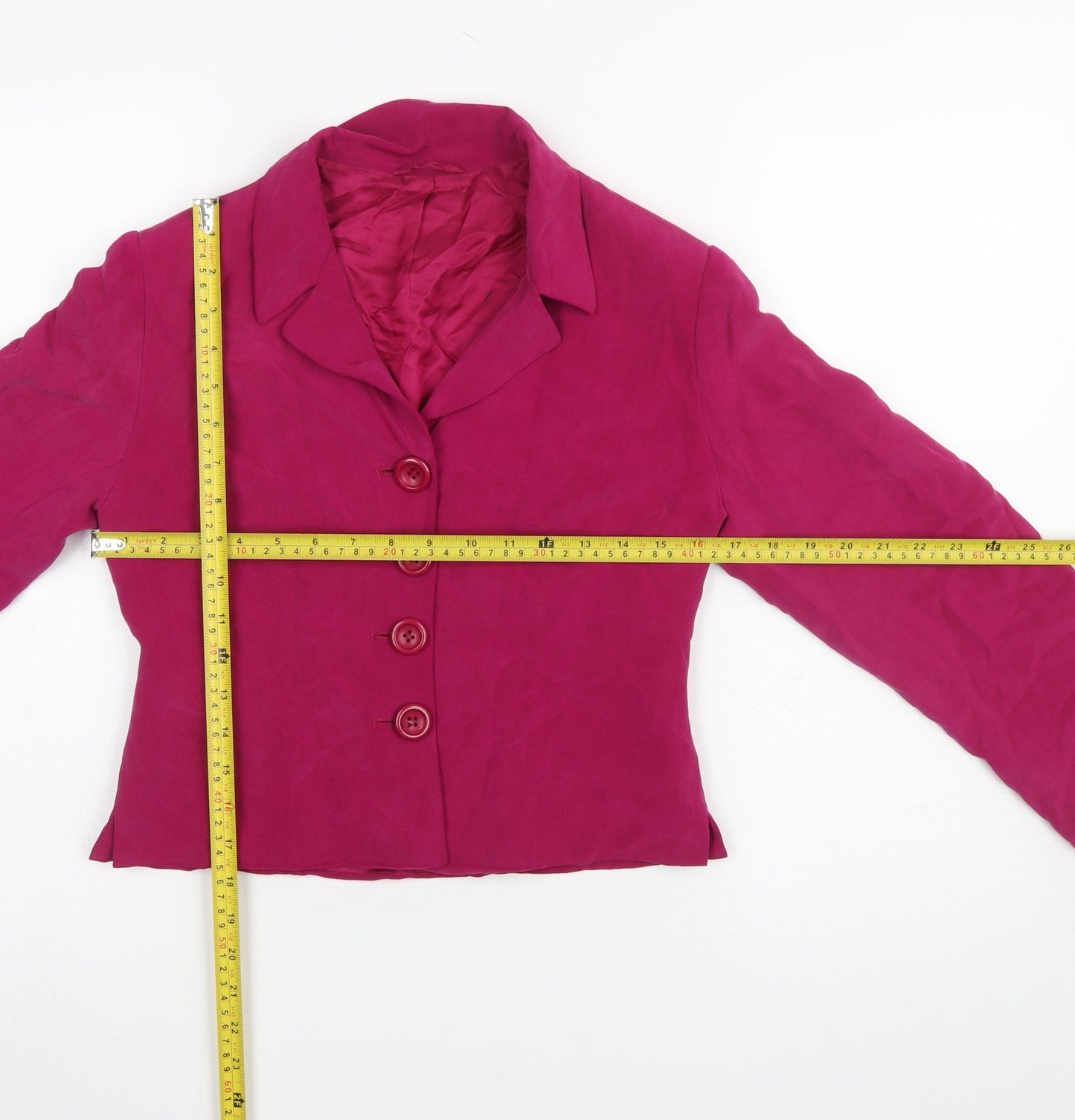 Hobbs Women's Fuchsia Silk Blazer Jacket Size 10 Single-Breasted