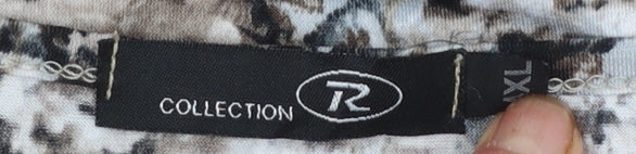 R Collection Womens Beige Floral Short Sleeve T-Shirt XL
