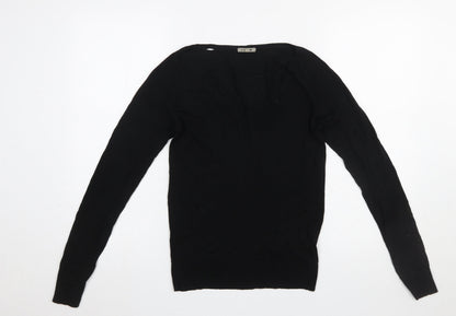 Jigsaw Womens Black V-Neck Silk Blend Pullover Jumper XS
