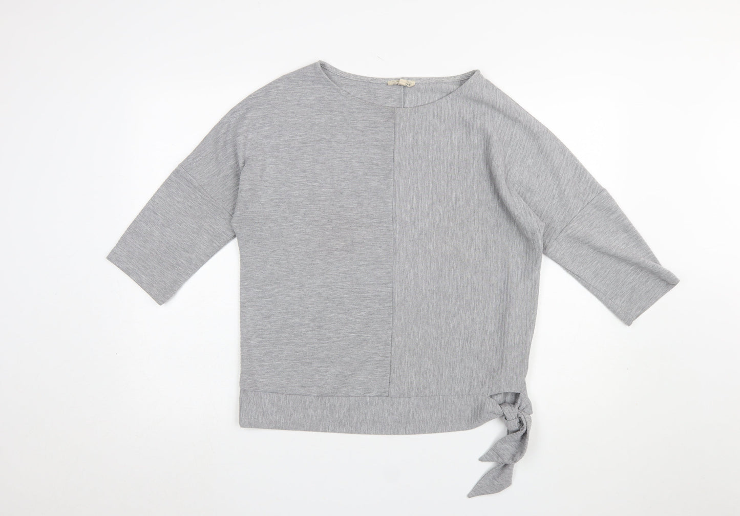 Phase Eight Women’s Grey Jersey Boat Neck 3/4 Sleeve Tie Blouse UK 14
