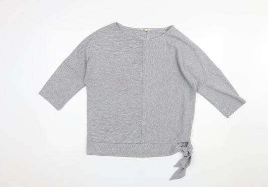 Phase Eight Women’s Grey Jersey Boat Neck 3/4 Sleeve Tie Blouse UK 14