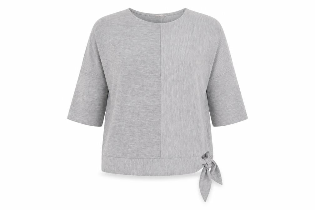 Phase Eight Women’s Grey Jersey Boat Neck 3/4 Sleeve Tie Blouse UK 14