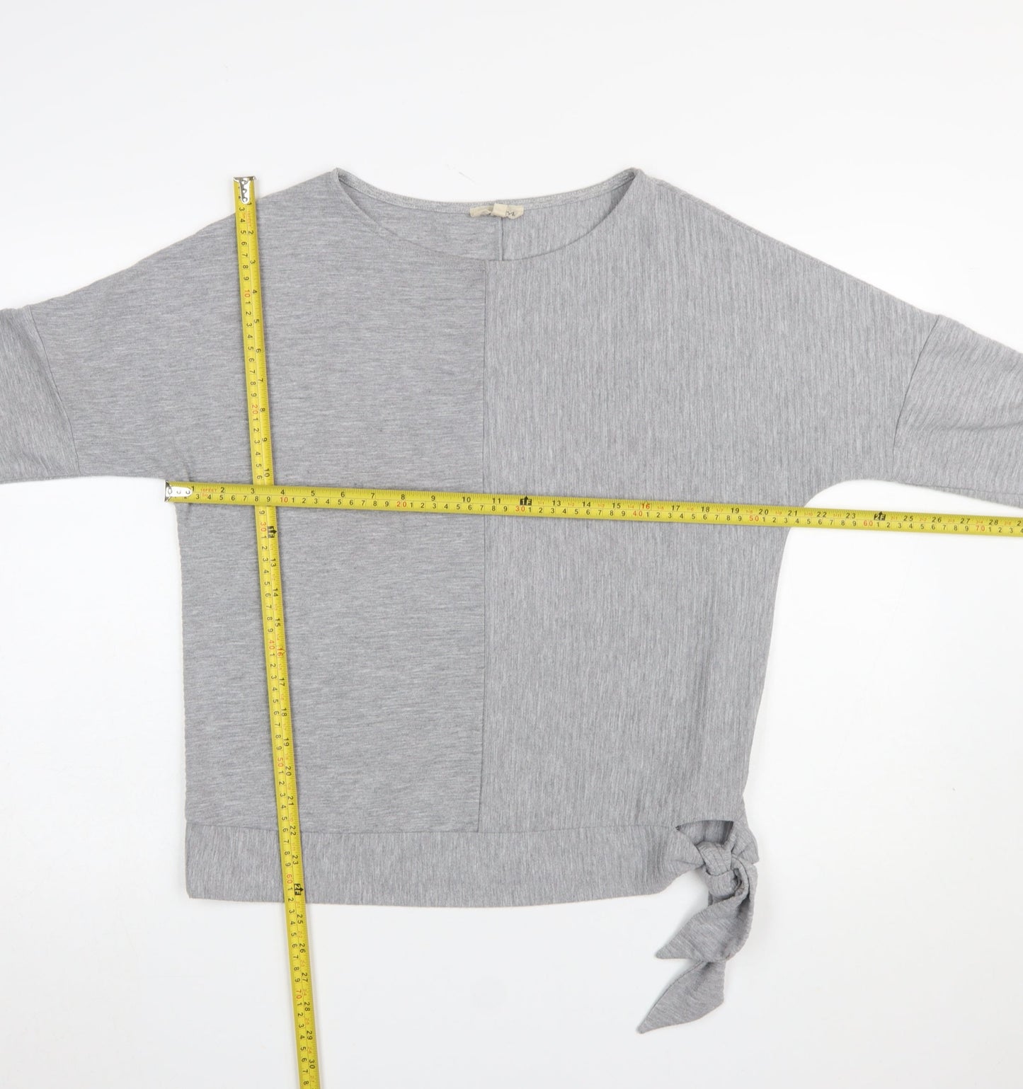 Phase Eight Women’s Grey Jersey Boat Neck 3/4 Sleeve Tie Blouse UK 14