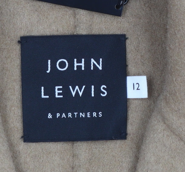 John Lewis Women Beige Wool Blend Double Breasted Coat Size 12