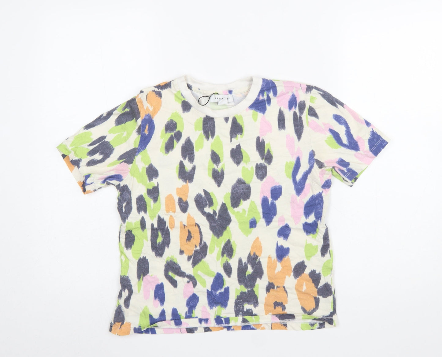Warehouse Women's Multicoloured Animal Print Cotton T-Shirt Size 8