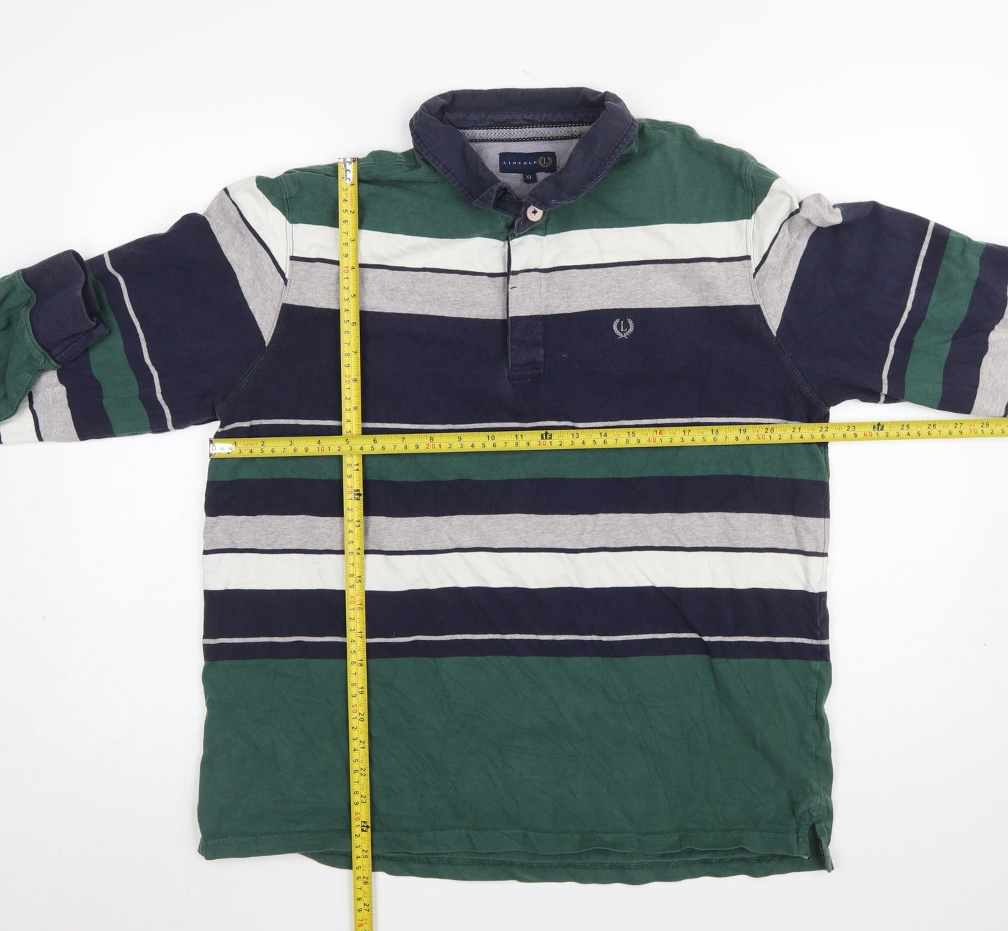 Lincoln Men's Multicoloured Striped Long Sleeve Polo Shirt XL