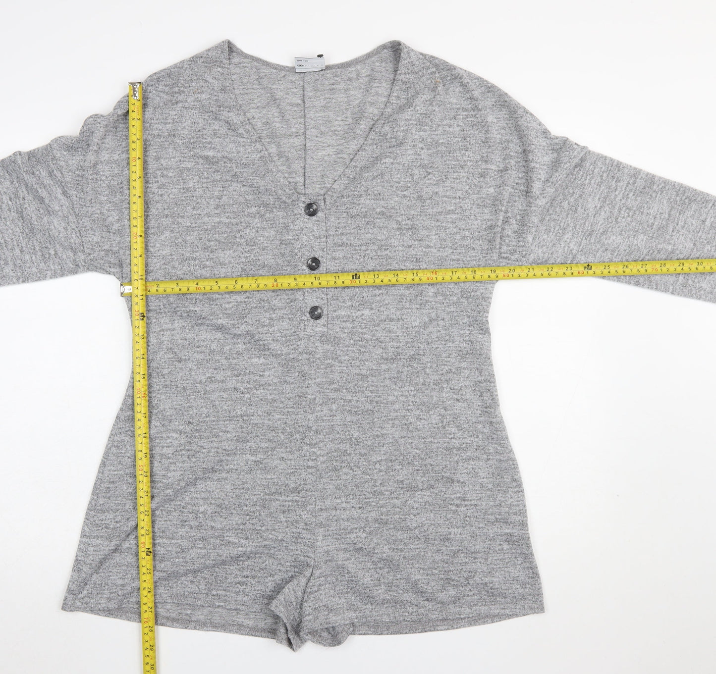 ASOS Design Women’s Grey Long Sleeve Playsuit UK 10 Polyester Blend