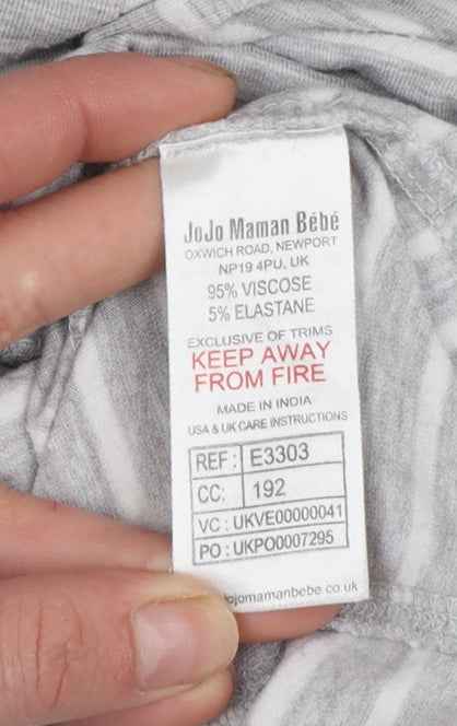 JoJo Maman Bébé Women's Grey Striped 3/4 Sleeve Jersey Top M