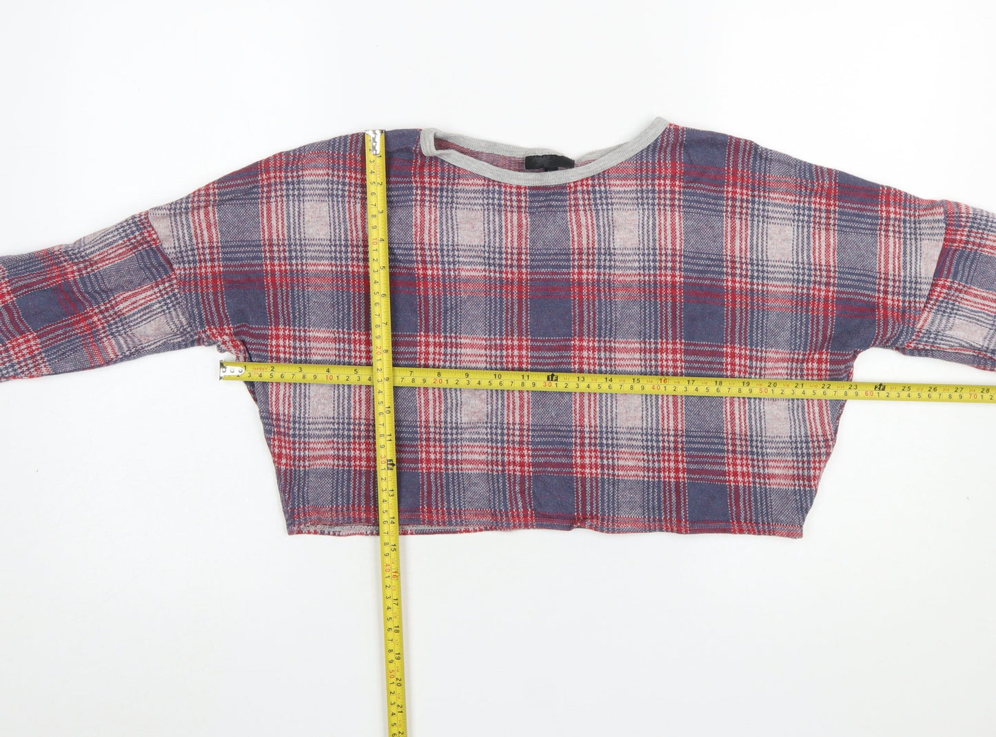Topshop Womens Multicoloured Plaid Cropped Flannel Top UK 10