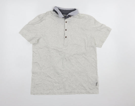 Ted Baker Men’s Beige Cotton Polo Shirt Size L Button Collar