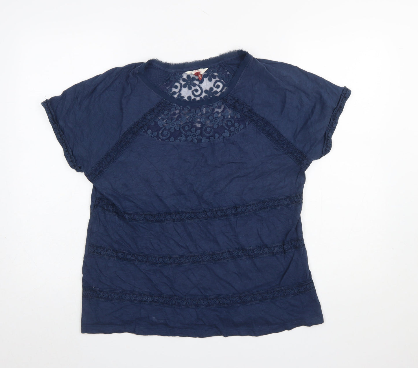 Falmer Heritage Women's Blue Lace Cotton Blouse Size 14