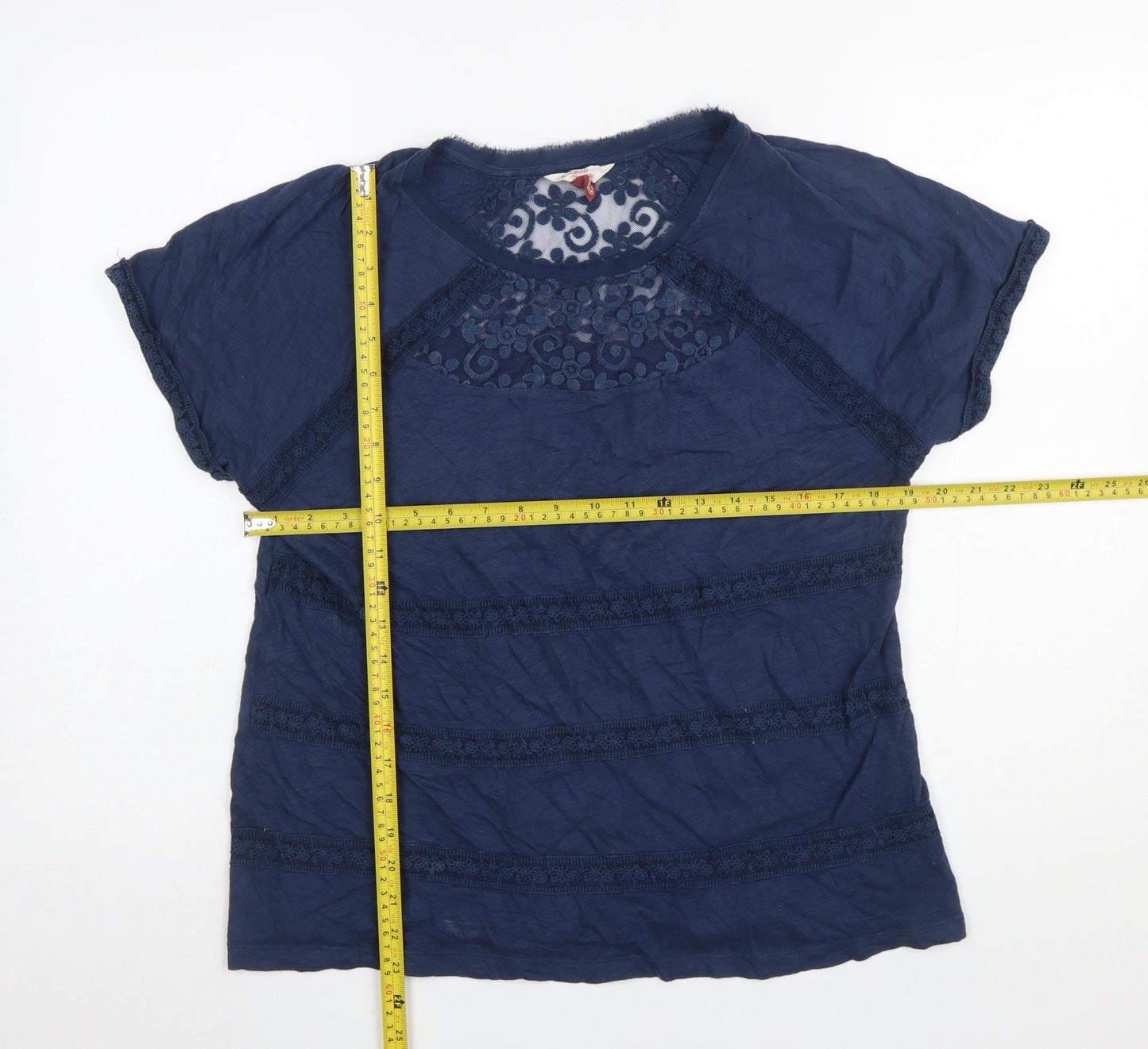 Falmer Heritage Women's Blue Lace Cotton Blouse Size 14