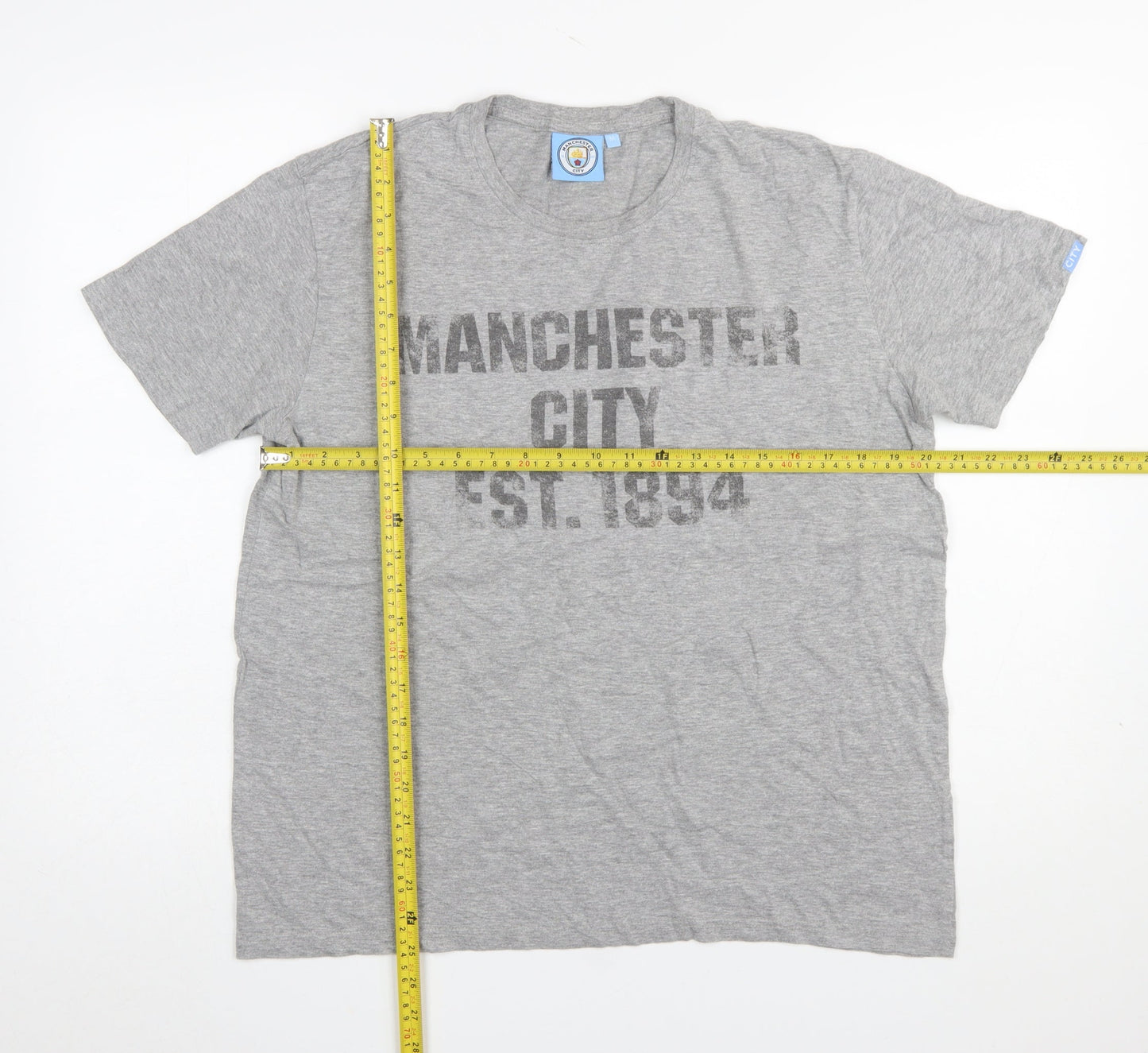 Manchester City Grey Men's Medium Crew Neck Graphic T-Shirt