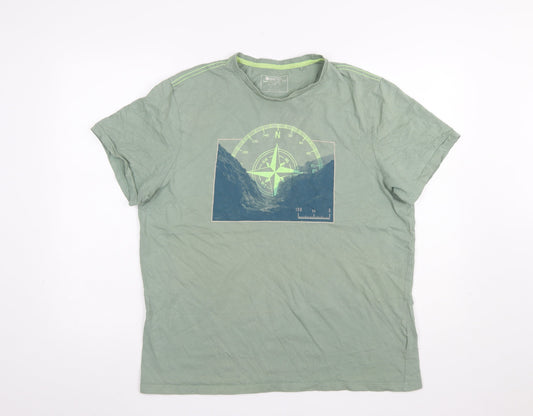 Mountain Warehouse Men's Green Organic Cotton Graphic T-Shirt Size L