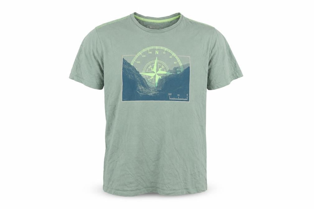 Mountain Warehouse Men's Green Organic Cotton Graphic T-Shirt Size L
