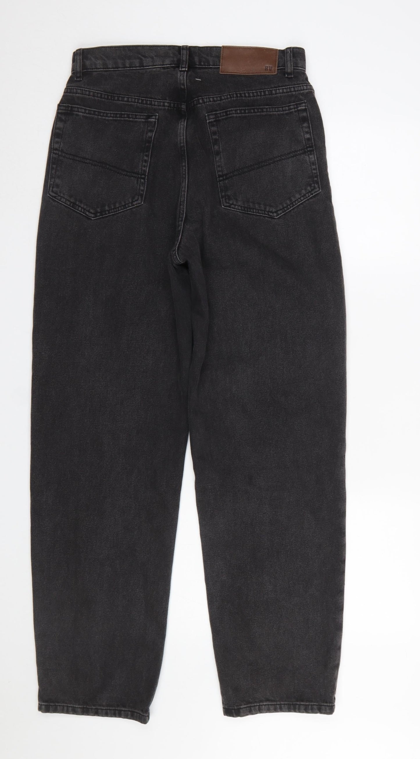 Bershka Men's Black Straight Fit High Rise Jeans 28W Regular Denim