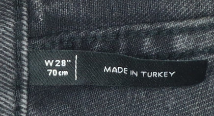 Bershka Men's Black Straight Fit High Rise Jeans 28W Regular Denim