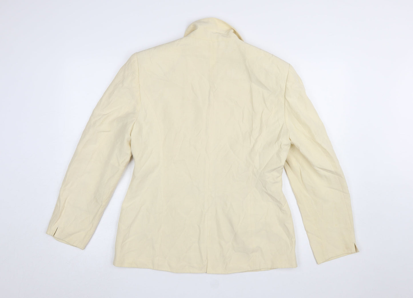 Betty Barclay Women Beige Linen Silk Blazer Size 12 Single-Breasted