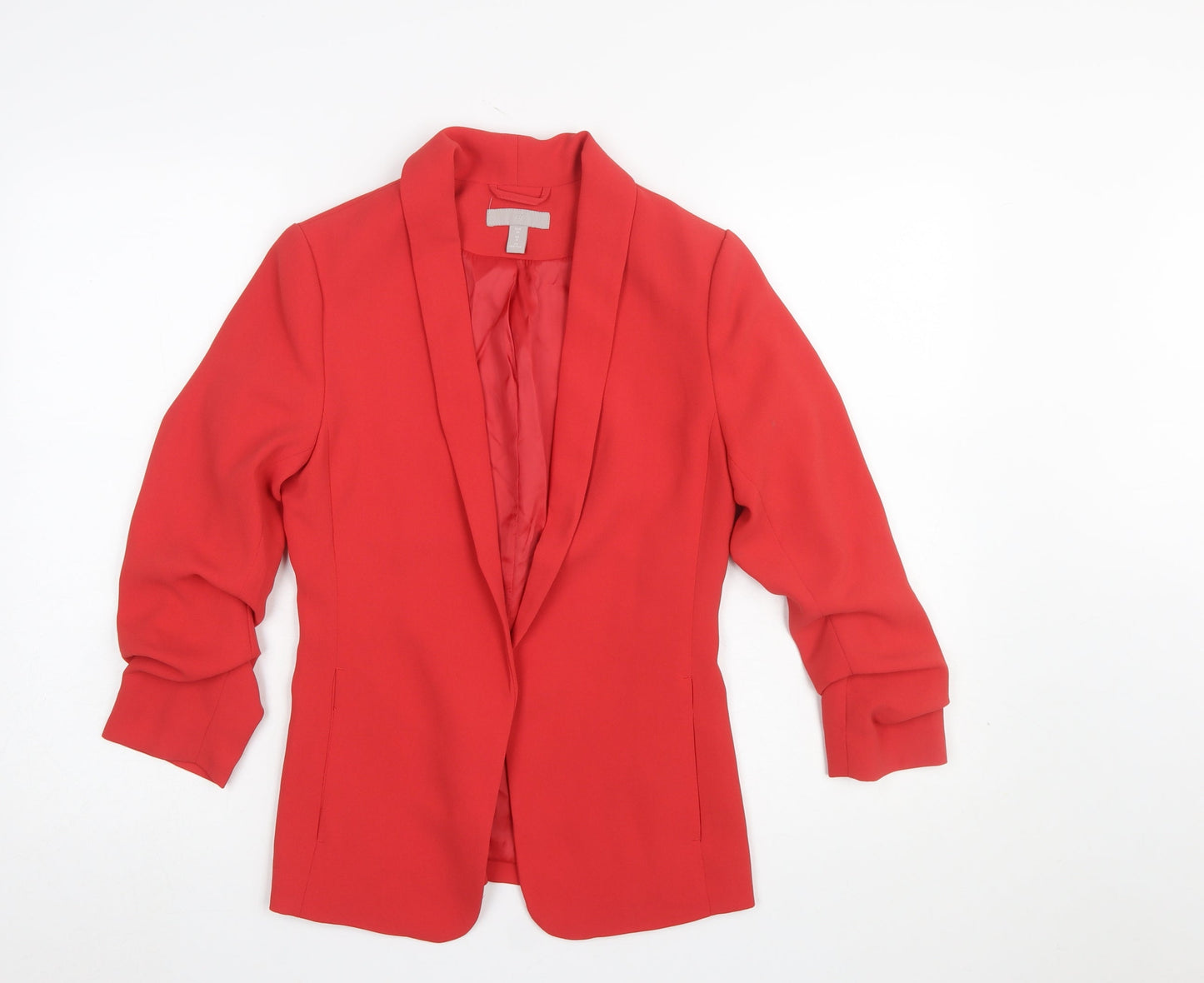H&M Women's Red Shawl Lapel Blazer Jacket UK 4 Regular Fit