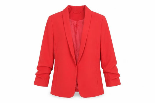 H&M Women's Red Shawl Lapel Blazer Jacket UK 4 Regular Fit
