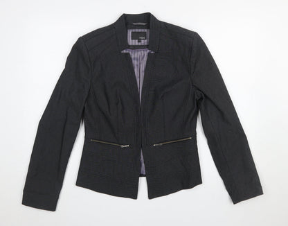 Next Women's Black Size 12 Tailored Herringbone Cotton Blazer