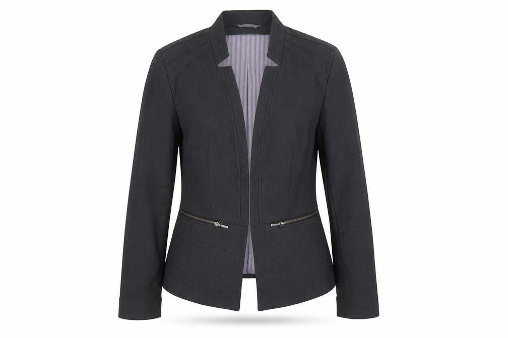 Next Women's Black Size 12 Tailored Herringbone Cotton Blazer