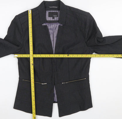 Next Women's Black Size 12 Tailored Herringbone Cotton Blazer