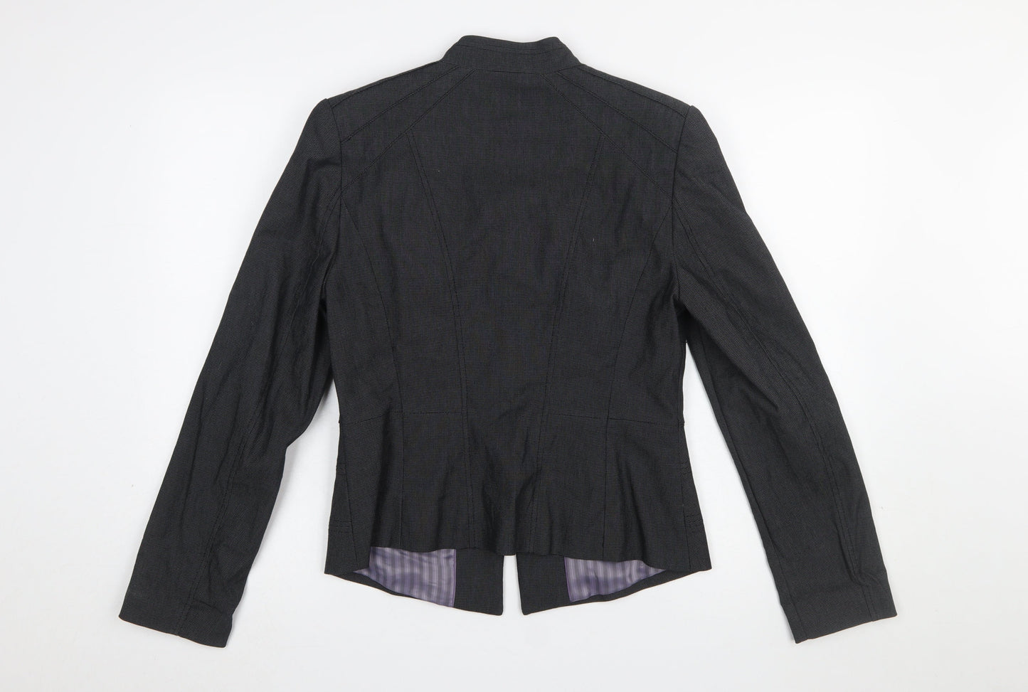 Next Women's Black Size 12 Tailored Herringbone Cotton Blazer