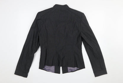 Next Women's Black Size 12 Tailored Herringbone Cotton Blazer
