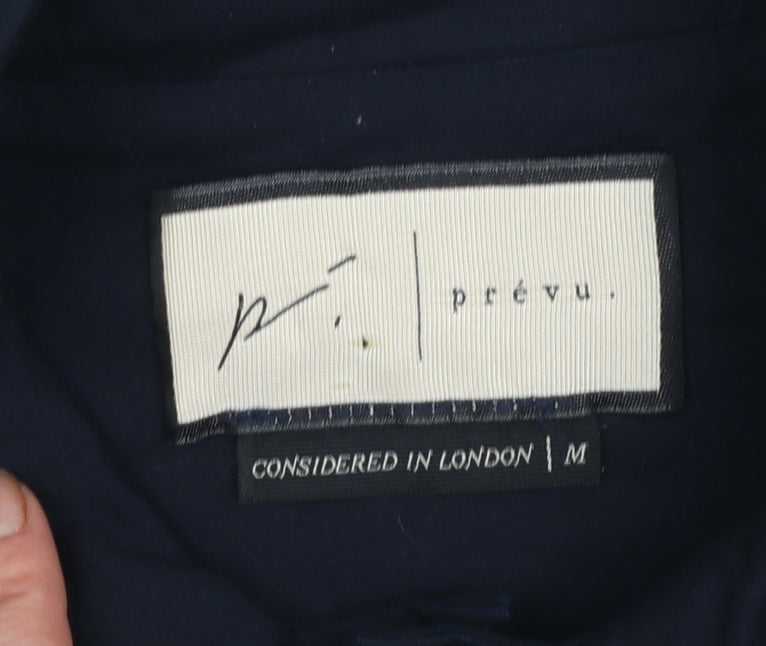 Prévu Men’s Navy Button-Up Shirt Medium Cotton Stretch