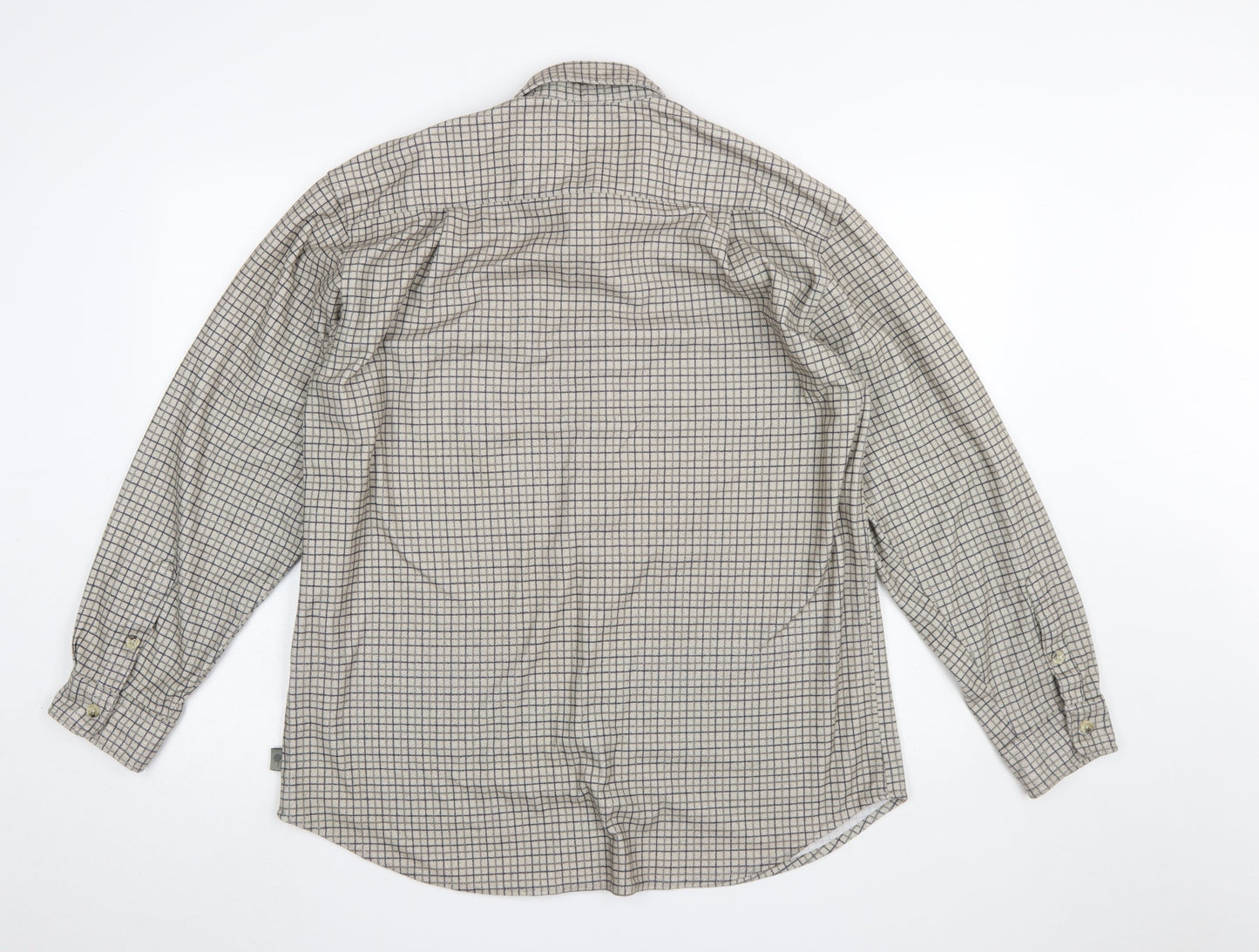 Regatta Men's Beige Check Long Sleeve Button-Up Shirt Size L