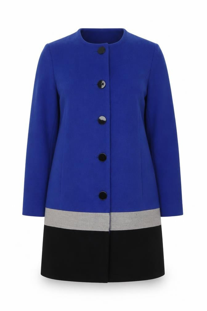 Damart Women’s Blue Colour Block Mid-Length Coat Size 14