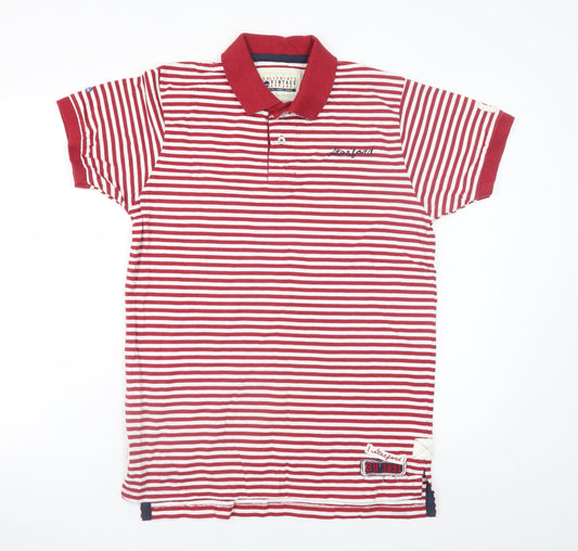Collegiate Vintage Apparel Men's Red White Striped Polo Shirt Medium