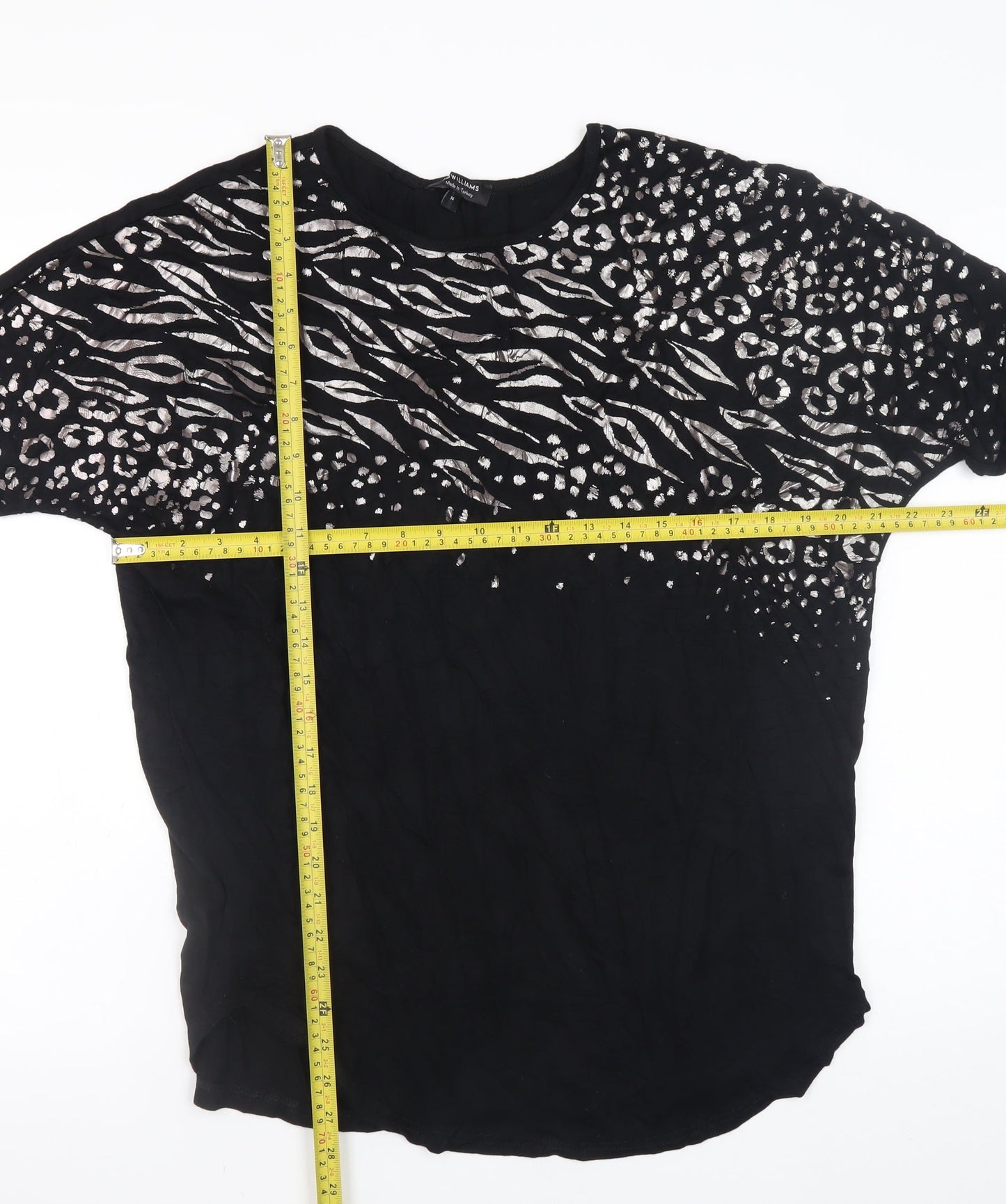 JD Williams Women Black Animal Print Tunic Blouse Size 14