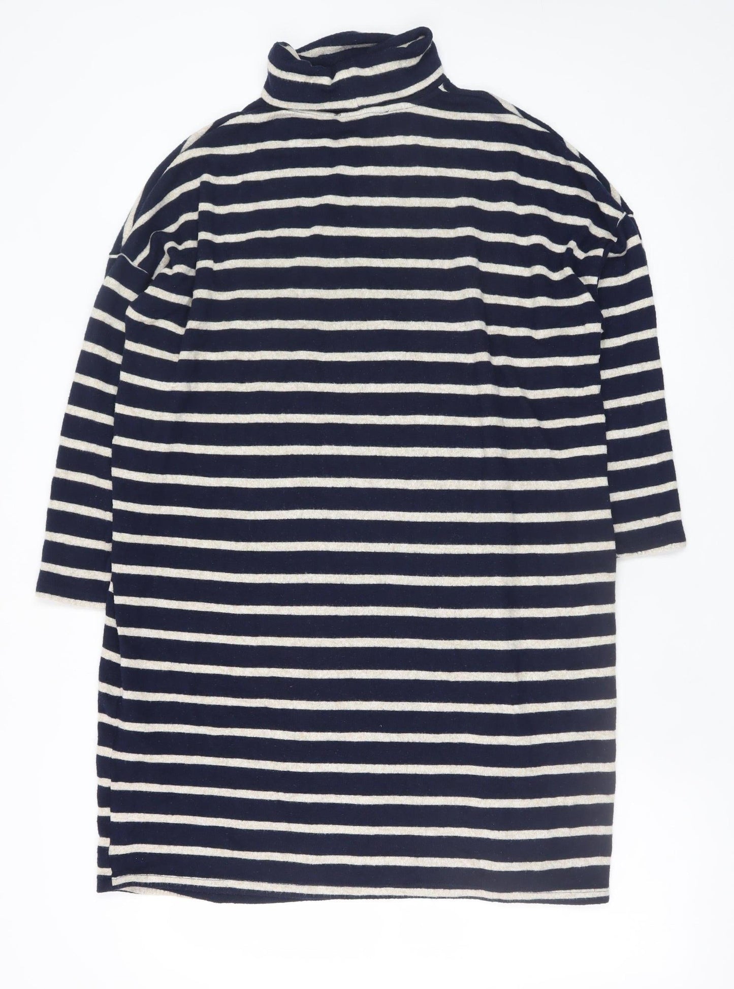 Dorothy Perkins Women Blue Striped Roll Neck Shift Dress Size 10