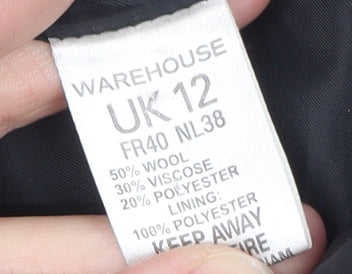 Warehouse Women's Black Wool Blend Pinafore Dress Size 12