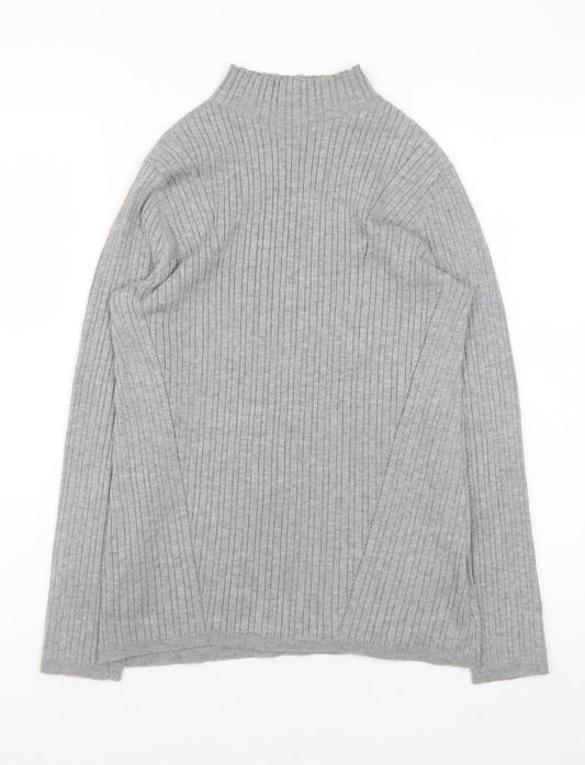 Monsoon Womens Grey Ribbed Mock Neck Knit Jumper Size M